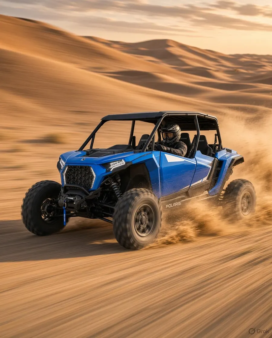Polaris RZR XP 1000 four-seater dune buggy in the Dubai desert